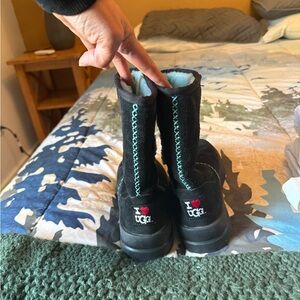UGG Black Boots with Teal Stitching